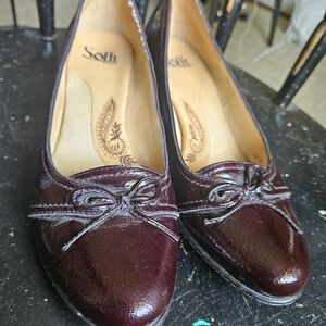 Sofft Lana Patent Leather High Heals Red Women's Size 9.5M Dark Burgundy